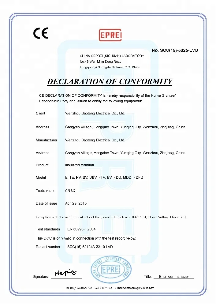 CNBX Pre-Insulating RV5.5-6 Terminal Lugs Ring Type Round Crimp Terminal