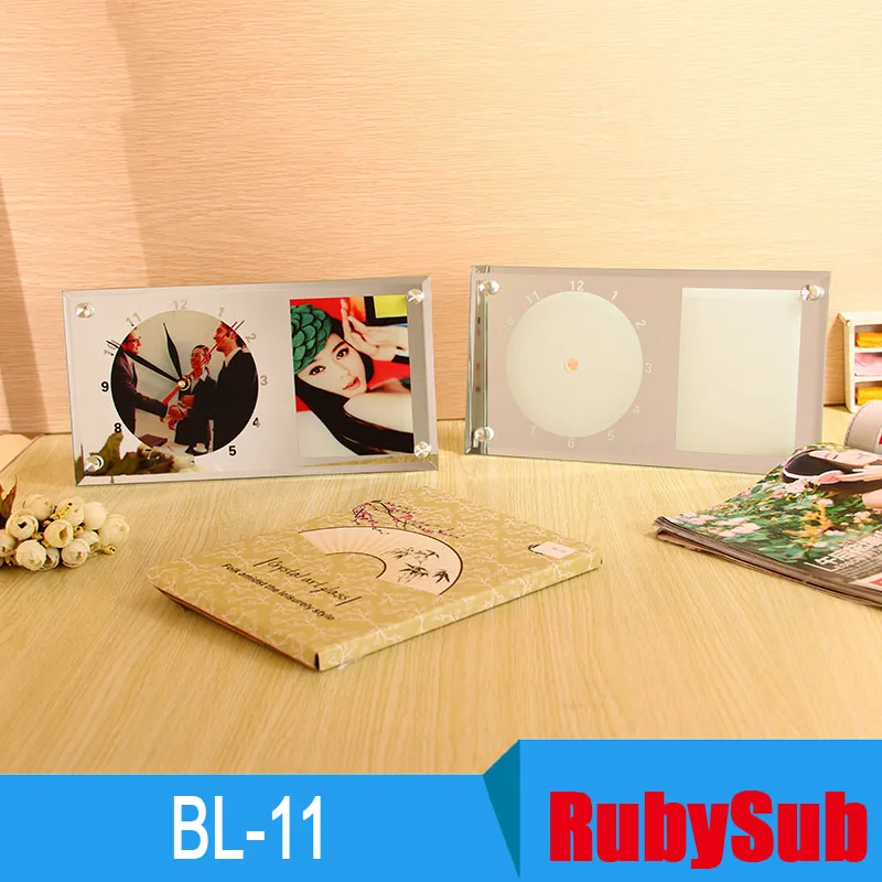 30X16X0,5 см напрямую с фабрики BL-11 Сублимации Стеклянная фоторамка с часами