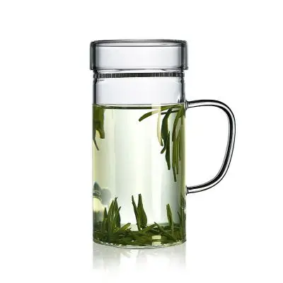 Чайная чашка из боросиликатного термостойкого стекла с фильтром, 300 мл