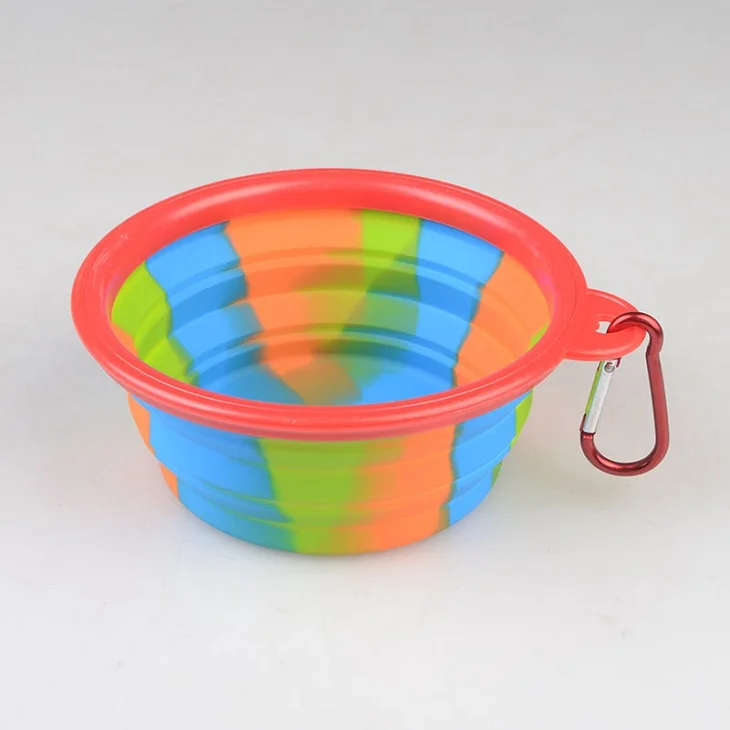 New arrival rainbow silicone pet bowl with buckle