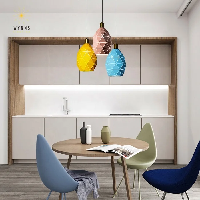 Macaron Modern Chandelier Ceiling Light Colorful LED Pendant Lighting Simple Suspension Large Iron Lamp Bar Low Price