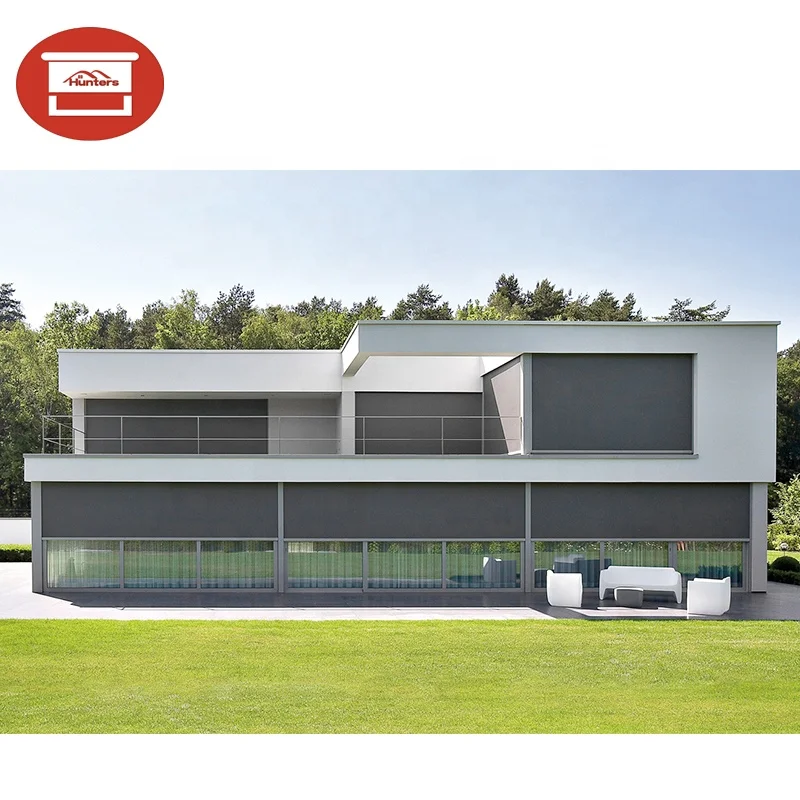 Outdoor Window Curtains Balcony Patio Cover Windproof Waterproof Zip Track Motorized Zipper Roller Screen