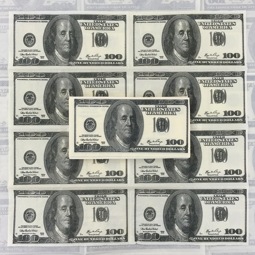 Dollar Bill Money Printed Paper Napkins Tissues