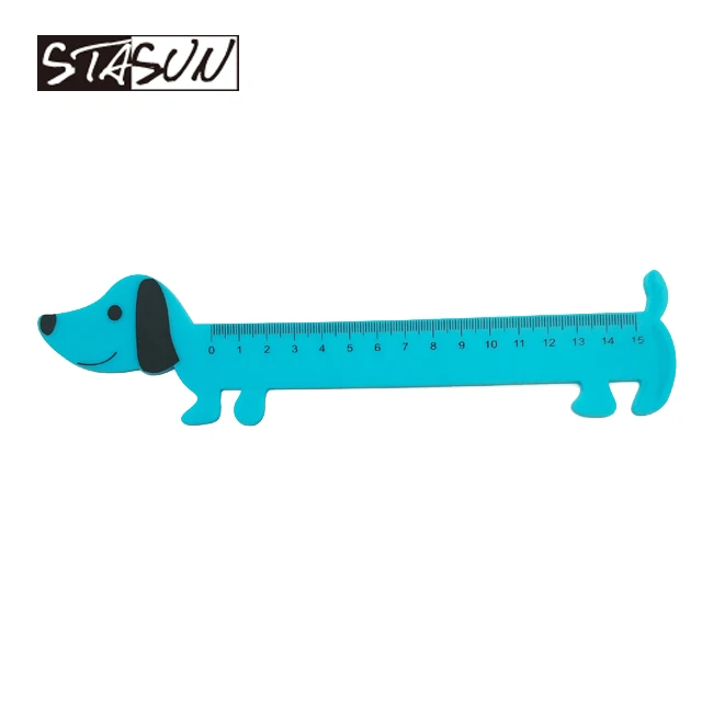STASUN Funny and Unique Animal cute Dog Shaped 15cm Plastic Straight creative cartoon stationery Ruler for Kids
