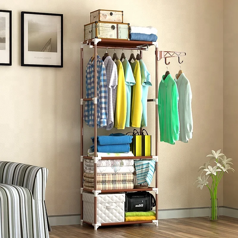 
Multi-functional storage coat rack metal clothes standing hanger 