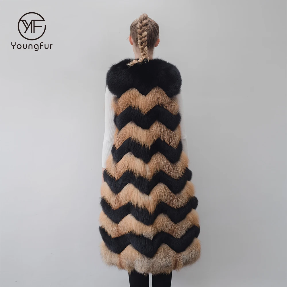 OEM Service winter long women warm red fox fur vest