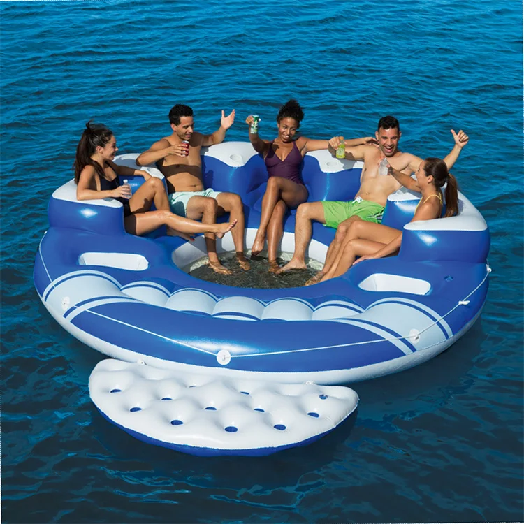Heavy Duty Inflatable Island 6 Person Raft Lounger Float