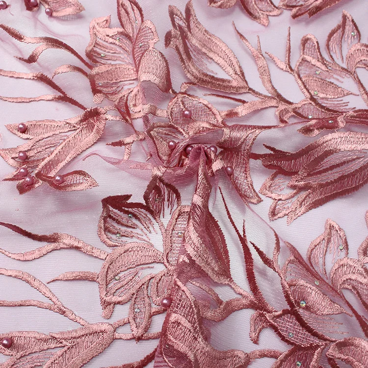 African style french net lace tulle bead fabric for wedding dress