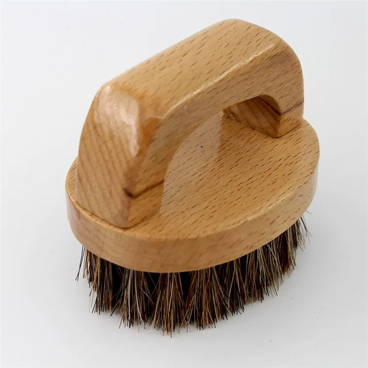 Round horseshoe shape small wood handle shoe brush