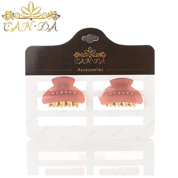 Attractive style pink acetate high quality Korean hair claw clip with golden claws hair claws with little diamond