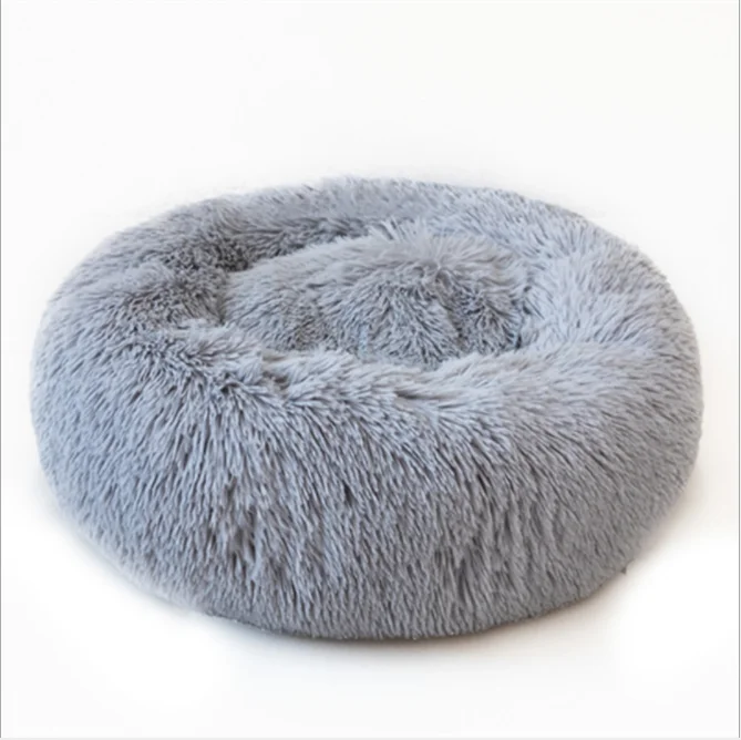 Long Plush Dog Beds, Super Soft Pet Dog Beds Nest House Rond Chien Coussin Chat Donut Lit
