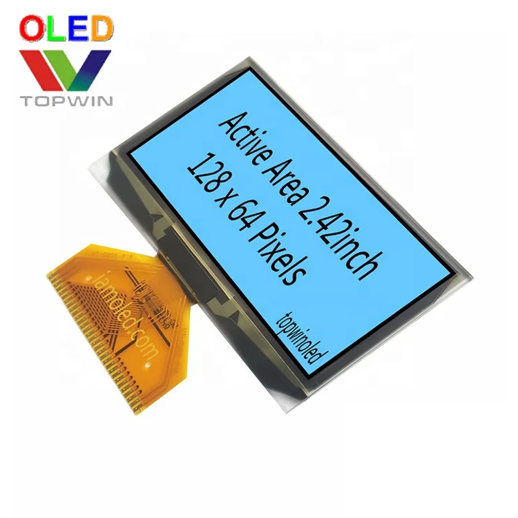 Topwin 2.42' 2.42inch 2.42 inch 128x64 pixels 3 pin green color welding oled display UG-2864ALBPG14 I2C SPI parallel Interface
