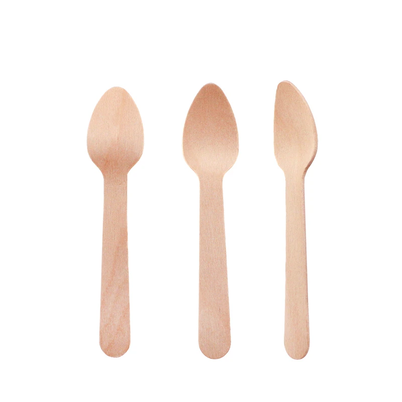 Wooden Mini Spoon 96mm Eco-friendly Free Samples Spoons for Sale Biodegradable and Compostable Disposable Birch