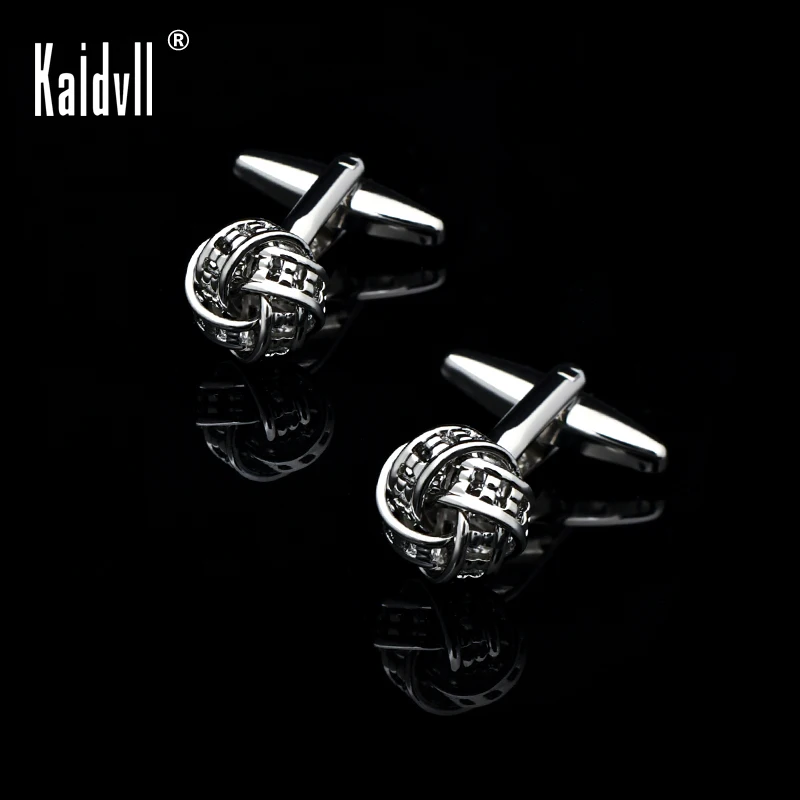 Shirt Gold Cufflinks Black Silver Tone Unique Business Wedding Silver Knot Cufflinks for Men