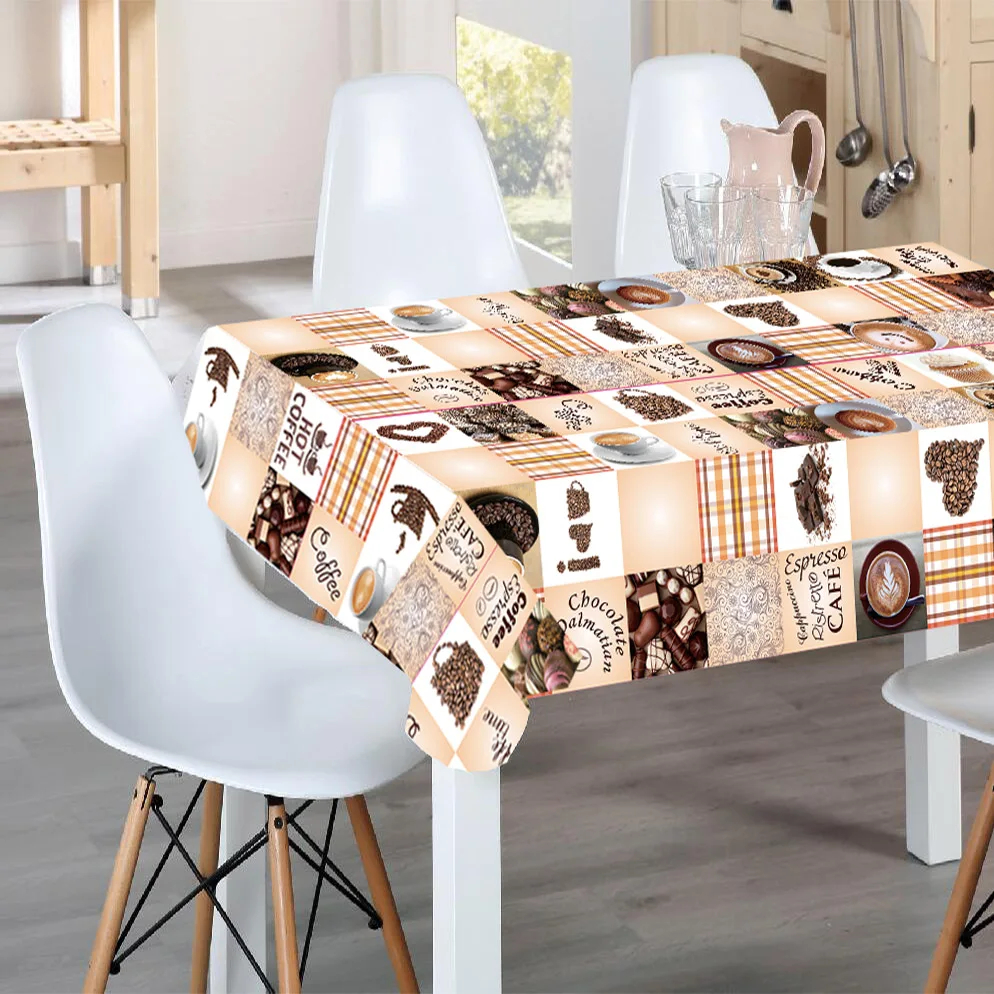 Popular designs PVC transparent coffee oilcloth/tablecloth