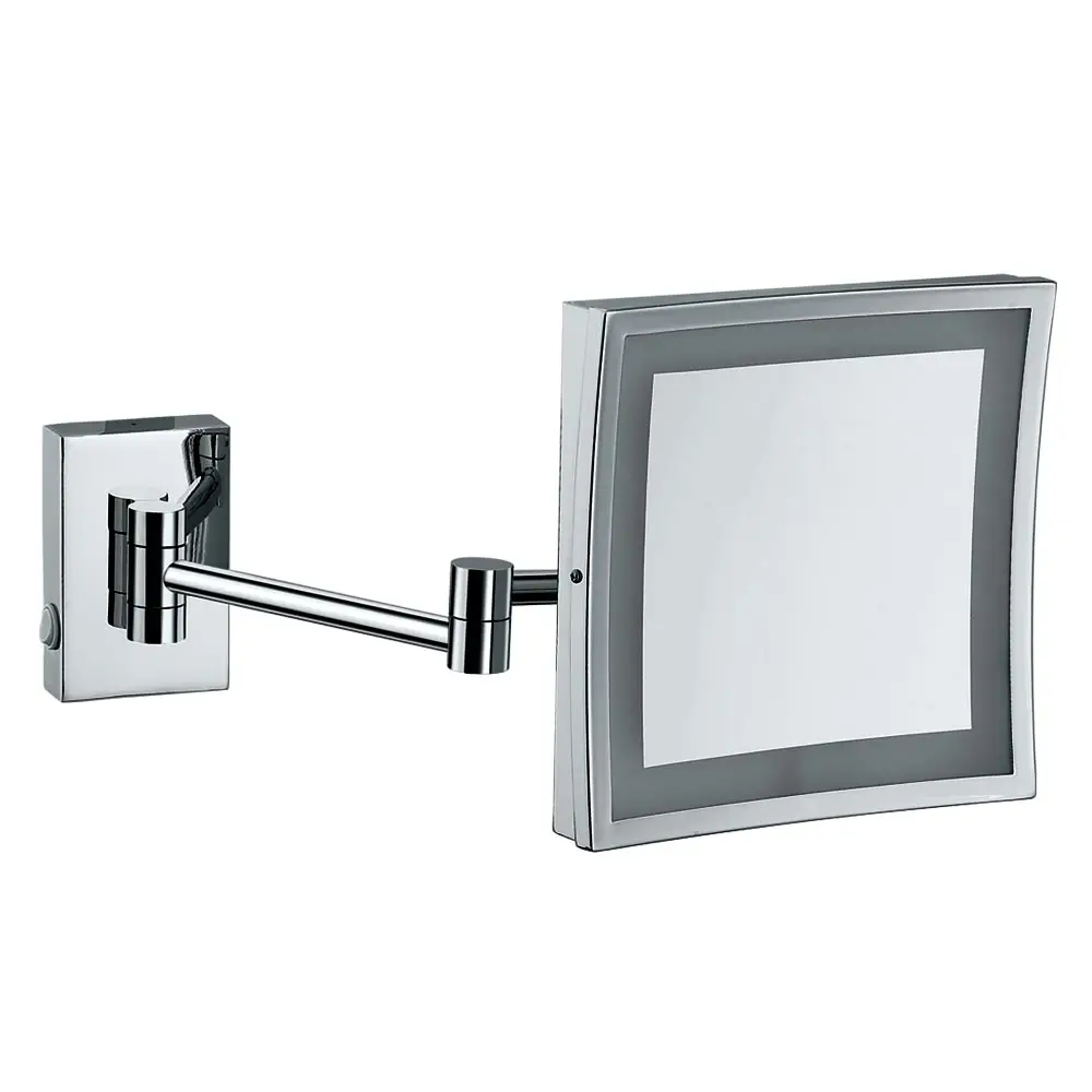 
Hotel bathroom wall mounted 2 face square UL led makeup mirror with 5X magnifying mirror 