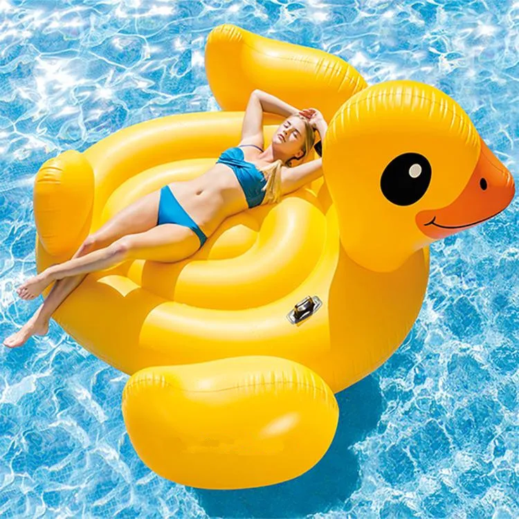 INTEX 57556 Yellow Duck Ride-on PVC Inflatable Water Park Island Customizable Indoor Sports Toys for Amusement Sea Occasions