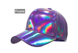 New Arrival Shining PU Solid Color Baseball Cap Unisex Snapback Hats Casual Adjustable Baseball Cap