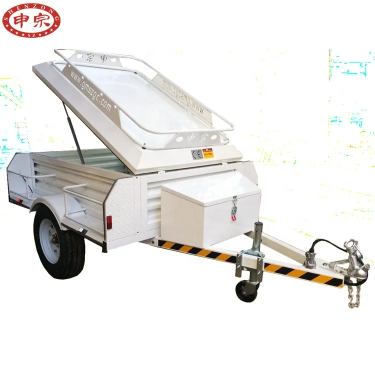 Small car tow trailer storage box trailer off road camping trailer with tent