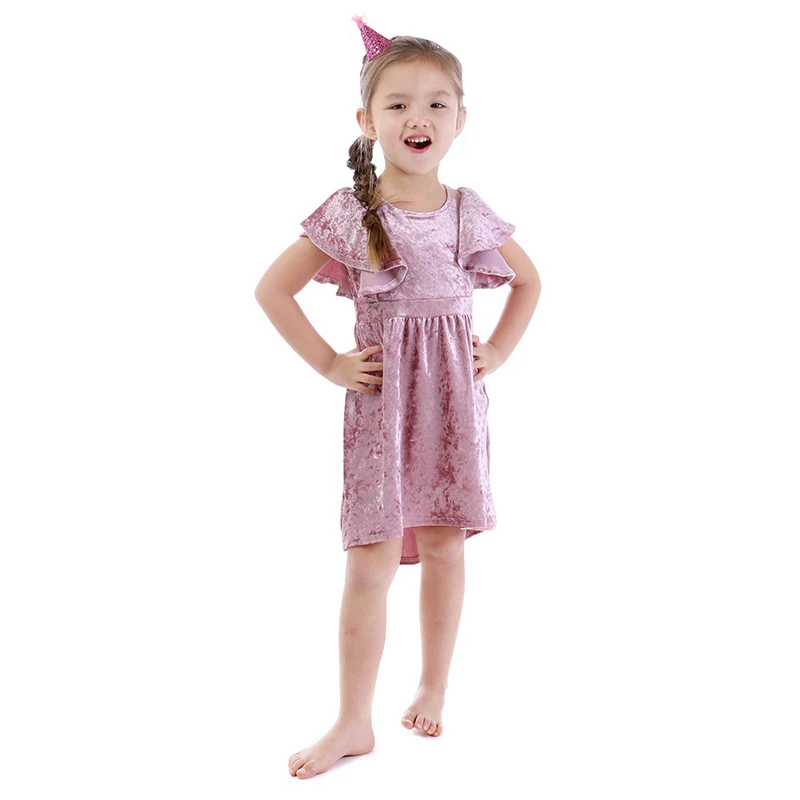 fashion girl dress long sleeve velvet children clothes baby baby girl dress