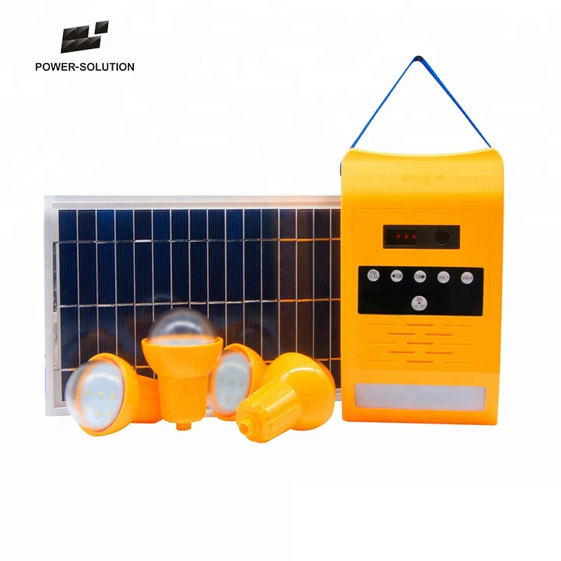 Led Solar Powered Lighting 8W/11V Pico Home Lighting System With FM Radio Function