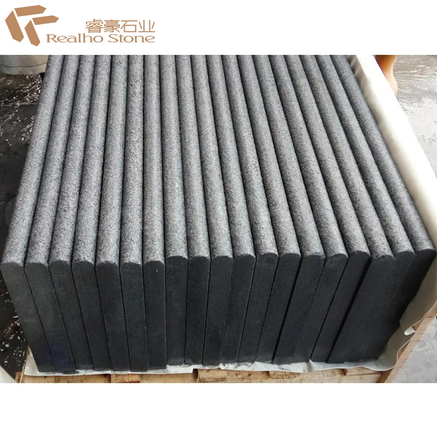 Flamed Charcoal Black Granite Bullnose Pool Coping Tiles