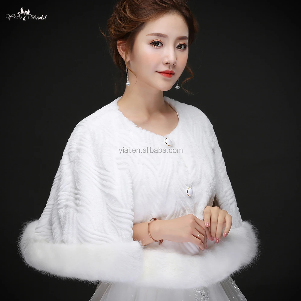 
LZP219 No collar Pinstripe With Button Mink Jacket White Fur Bolero Winter Wedding Coat 