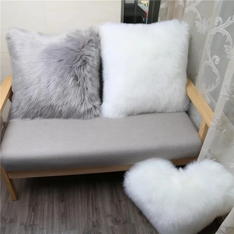 Faux fur pillow cases lamb colorful pillows faux fur dyed pillows