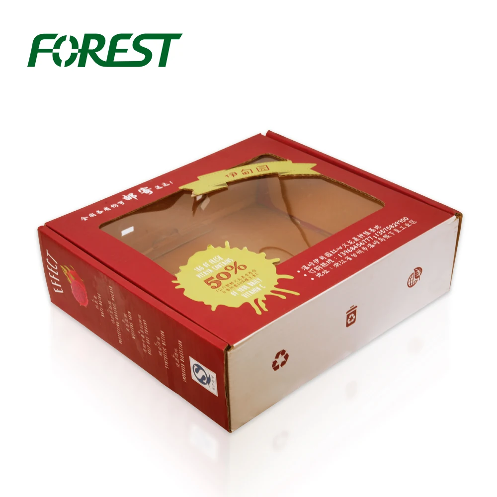 corrugated cardboard fruit packaging carton box with clear pvc window for sale