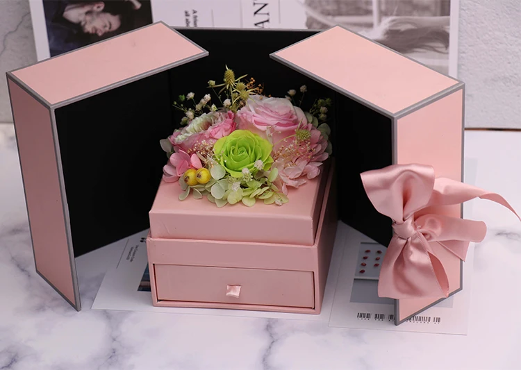 Best Gift Everlasting Real Preserved  Roses Flower With Jewelry Drawer Gift Box