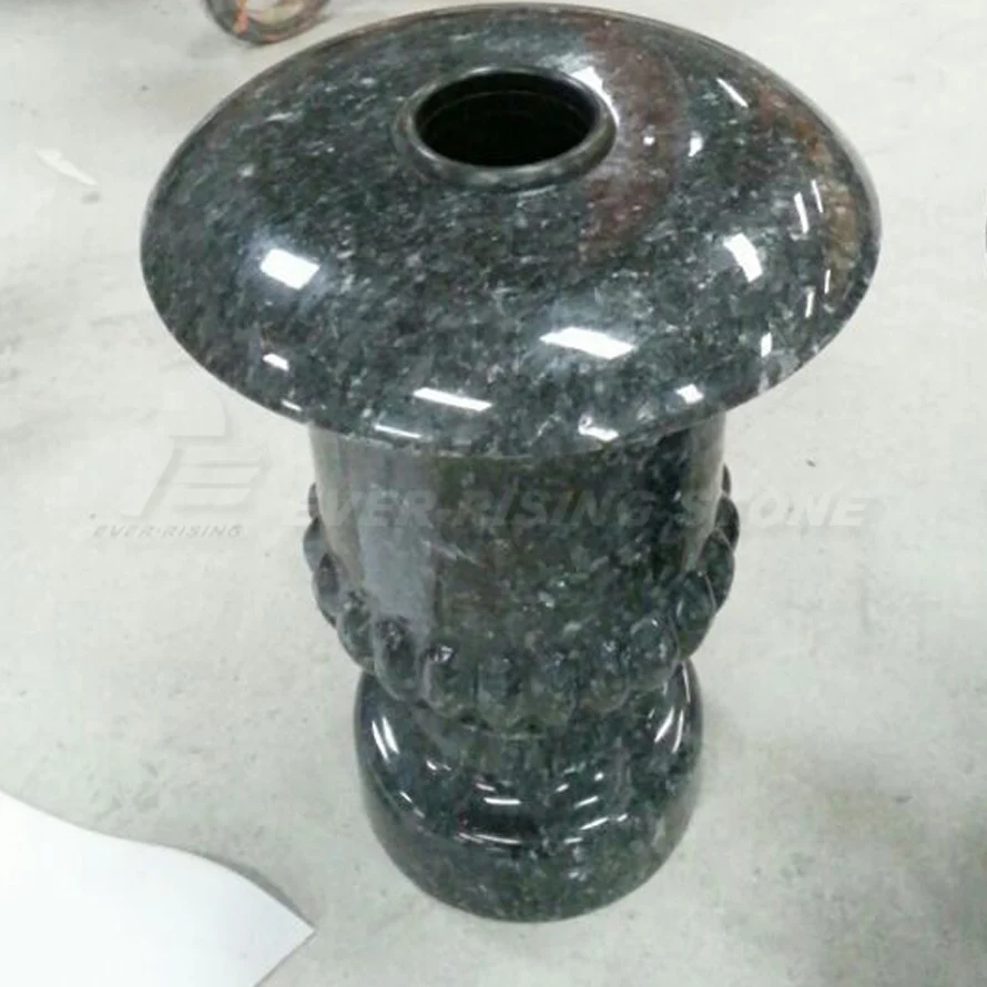 Wholesale High Quality Cemetery Flower Vase,Labrador Blue Granite Flower Vase For Tombstone