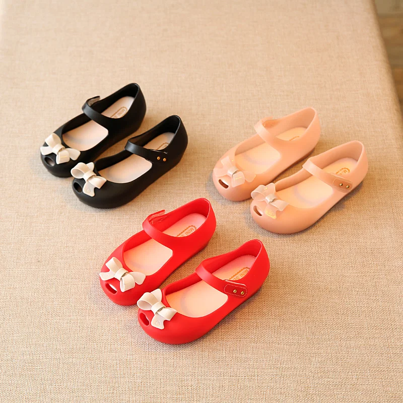 Larger size classic bow knot design kids girls mini melissa sandals