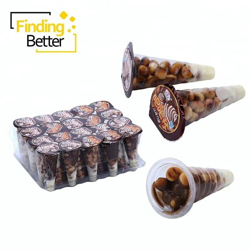 Best Quality Halal Chocolate Products Crispy Biscuit Cone Shaped Milk Ice Cream Cup Chocolate