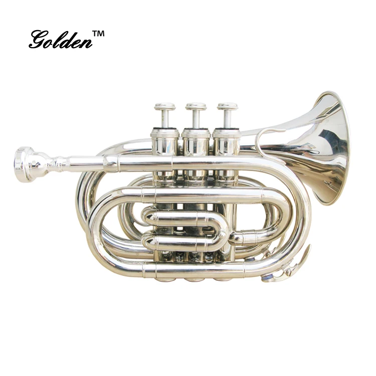 
Wholesale JTP-01 Brass body Silver plated Bb Key Pocket Trumpet for sale 