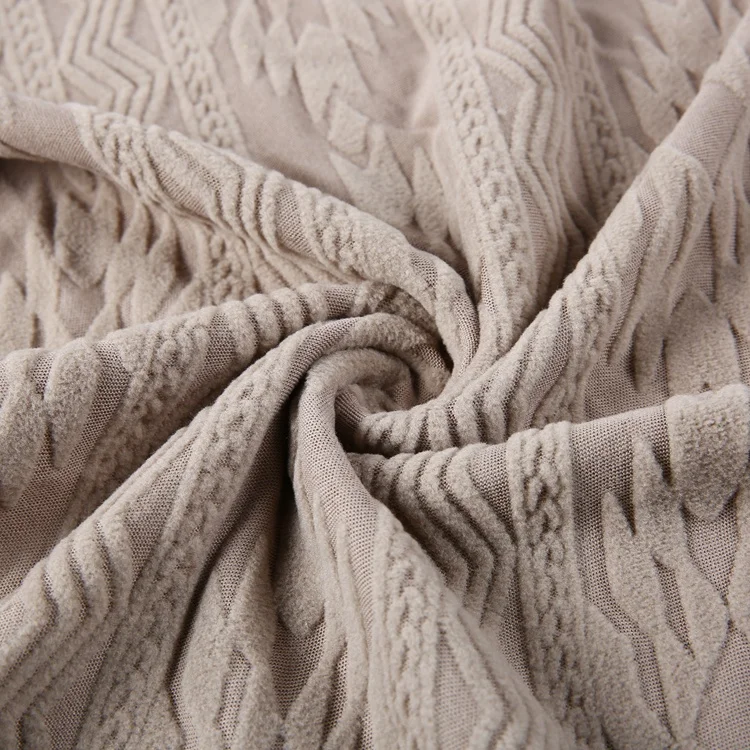 New design 100 polyester knit sweater jacquard textured fleece fabric for scarves