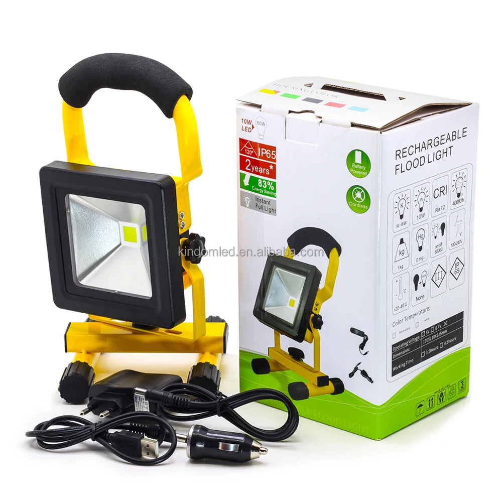 Aluminum portable outdoor led torch light   Battery 6000K 10W rechargeable led work light