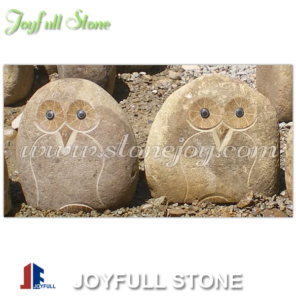 
Natural River Stone Owl Sculpture carvings 