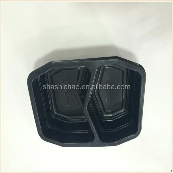 disposable frozen microwable food tray with two compartments