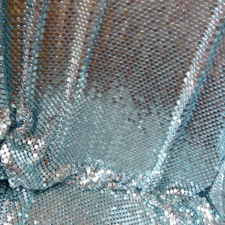 Silver 45*150cm Aluminum Flexible Metal Mesh Sequin Fabric For Curtains Dress
