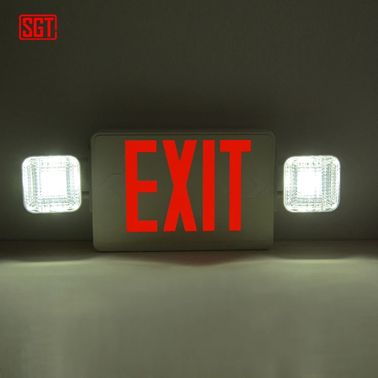 USA market wall mounted fire twin spot rechargeable emergency light led exit light
