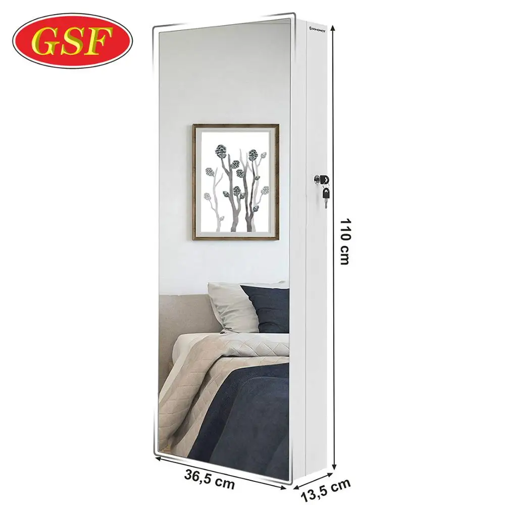 Chinese High QualitySimple And Practical Jewelry Cabinet Armoire Wall Mounted with Mirror