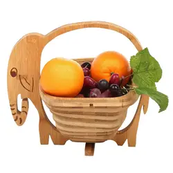 Natural Bamboo Elephant Shape Folding Collapsible Fruit Basket