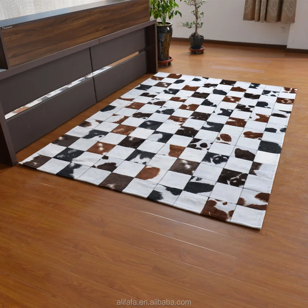 Fake leather patchwork rug carpet, cowhide patchwork rugs