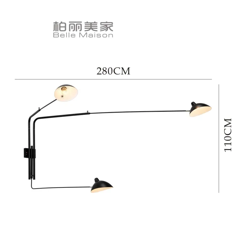 MARSDEN G9 long arms vintage black modern fashion decorative home hotel restaurant indoor led wall lamps