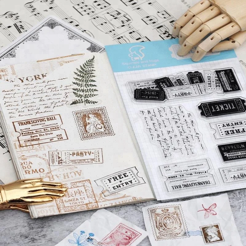 Vintage Ticket Decorative Planner Clear Stamp