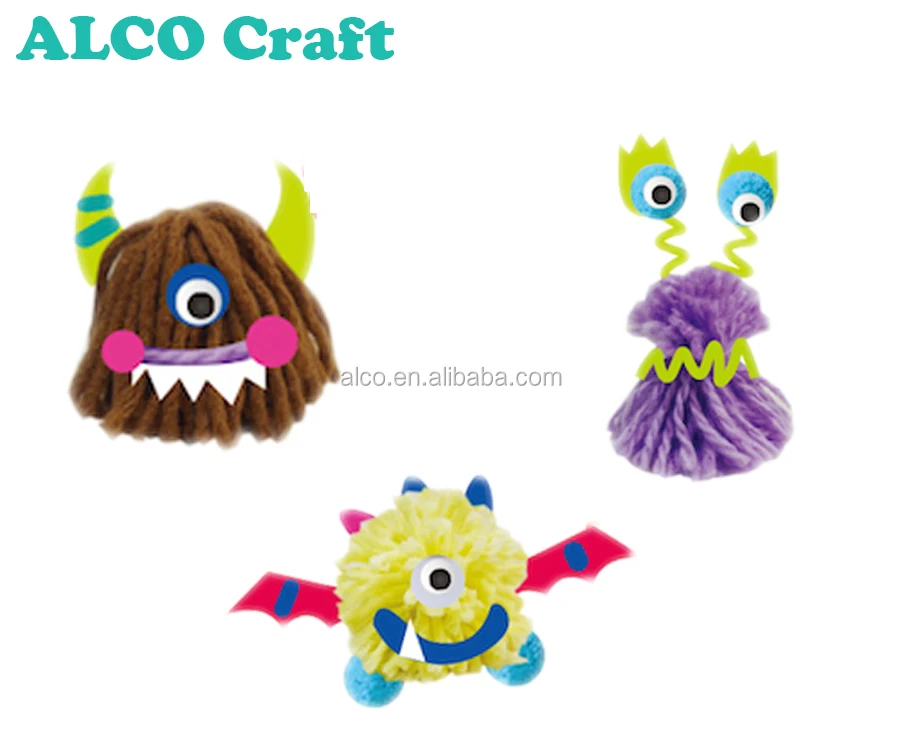 Kid Toy Furry Monster Craft Kit DIY Kids Activity String Dolls