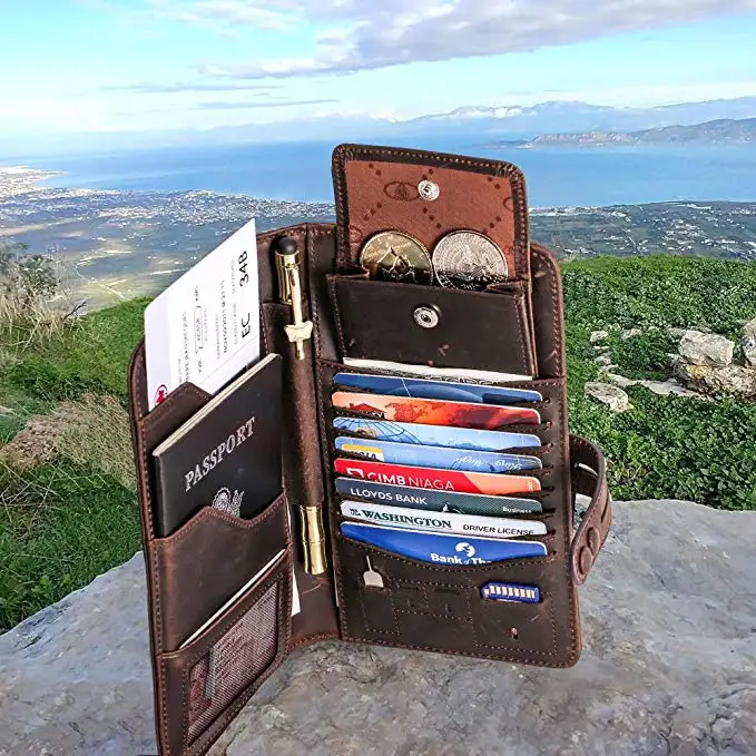 Genuine Leather passport cover leather travel document organizer wallet rfid Awesome Passport Wallet Credit Cards Holder