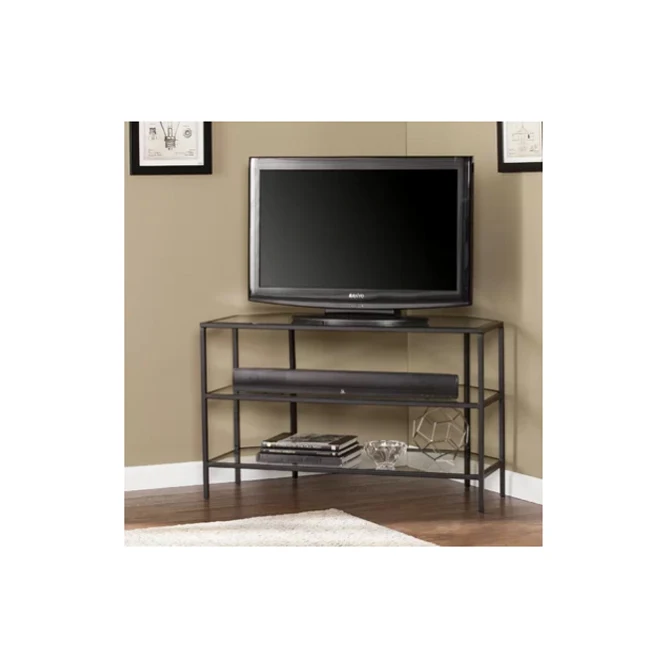 Flat Glass Shelf stand Reclaimed Metal Wooden TV Table Living Room Rustic Furniture and Metal TV Table Home Furniture TV holder