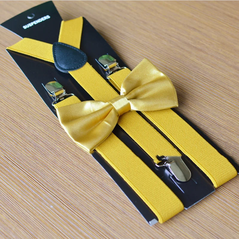 Оранжевый подтяжки галстук бабочка набор для женщин подтяжки для взрослых мужчин подтяжки многие цвета выбрать Фабричный продукт