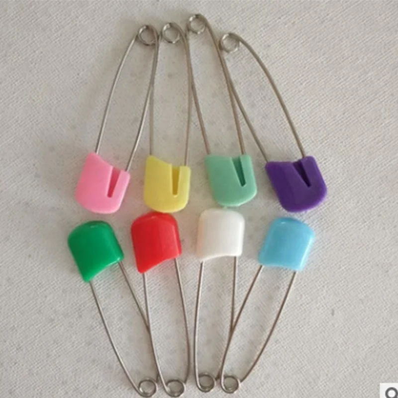 Hot Selling Colorful 55mm Flat Plastic Head  Safety Pin For Cloth Diaper
